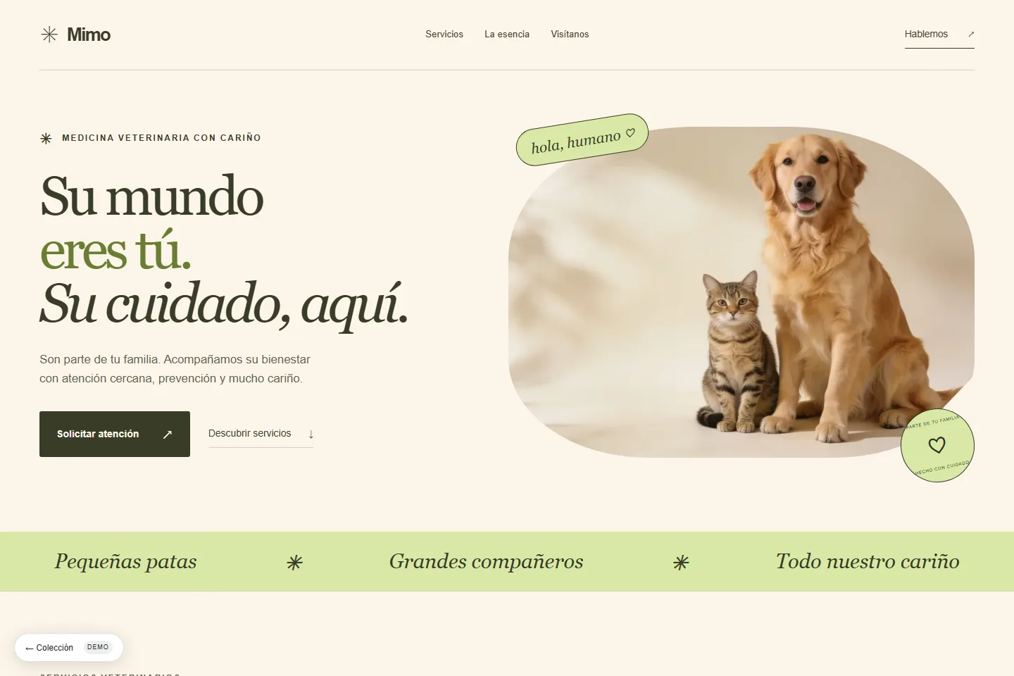 Vista previa de sitio para veterinaria